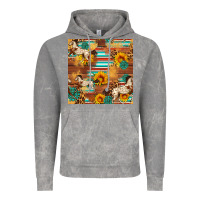 Cloud Rock Western Horse Sunflowers Gemstone Seamless Pattern Vintage Hoodie - FaDigitalArtStudio