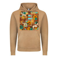 Vintage Camel Western Horse Sunflowers Gemstone Seamless Pattern Vintage Hoodie - FaDigitalArtStudio
