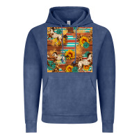 Vintage Denim Western Horse Sunflowers Gemstone Seamless Pattern Vintage Hoodie - FaDigitalArtStudio