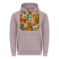 Vintage Zinc Western Horse Sunflowers Gemstone Seamless Pattern Vintage Hoodie - FaDigitalArtStudio