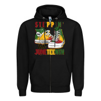 Black steppin' into juneteenth Zipper Hoodie - BarkalooDesign