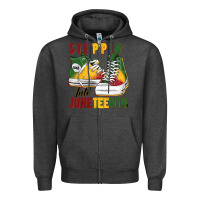 Charcoal Heather steppin' into juneteenth Zipper Hoodie - BarkalooDesign