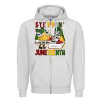 Dove Grey steppin' into juneteenth Zipper Hoodie - BarkalooDesign