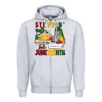 Heather Grey steppin' into juneteenth Zipper Hoodie - BarkalooDesign
