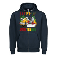 Navy steppin' into juneteenth Zipper Hoodie - BarkalooDesign