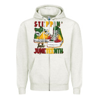 Oatmeal Heather steppin' into juneteenth Zipper Hoodie - BarkalooDesign
