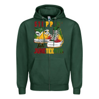 Sports Green steppin' into juneteenth Zipper Hoodie - BarkalooDesign