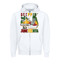 White steppin' into juneteenth Zipper Hoodie - BarkalooDesign
