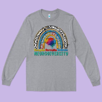 Recognize Normalize Embrace Neurodiversity Autism Long Sleeve Tee Designed By Fadigitalartstudio