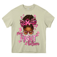 Mossy pray fight believe breast cancer afro messy Heavy Core Tee - texasbilliewilder