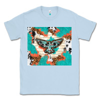 Dusty Blue freebird with leopard and cowhide pattern Classic Tee - TumblerDesignByShophia