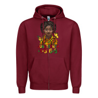 Burgundy juneteenth 1865 black boy Zipper Hoodie - BarkalooDesign