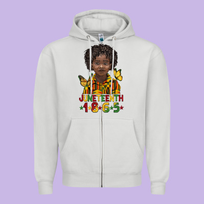 Juneteenth 1865 Black Boy Zipper Hoodie Designed By Barkaloodesign