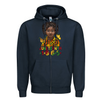 Navy juneteenth 1865 black boy Zipper Hoodie - BarkalooDesign