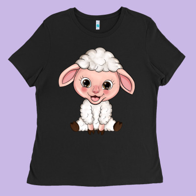 Cartoon Lamb Ladies Tee Designed By Howdyjamesfarm