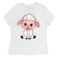 White Cartoon Lamb Ladies Tee - HowdyJamesFarm