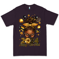 Plum 2024 happy new year  afro messy bun Premium Tee - texasbilliewilder