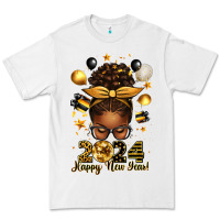 White 2024 happy new year  afro messy bun Premium Tee - texasbilliewilder