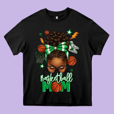 Basketball Mom Afro Messy Bun Heavy Core Tee Designed By Texasbilliewilder