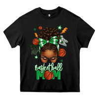 Black Basketball Mom Afro Messy Bun Heavy Core Tee - texasbilliewilder