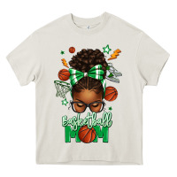Cream Basketball Mom Afro Messy Bun Heavy Core Tee - texasbilliewilder