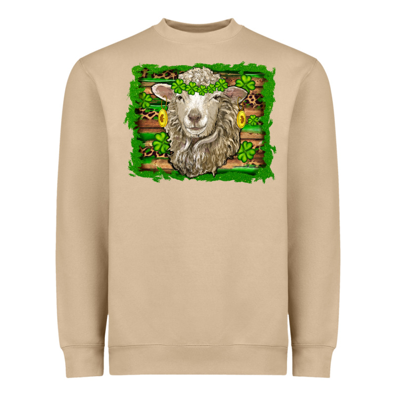 St Patricks Day Sheep Shamrock Gold  Serape Leopard Glitter Heavyweight Sweatshirt by Artiststas | Teevron