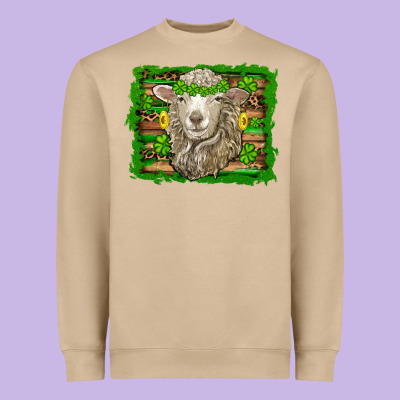 St Patricks Day Sheep Shamrock Gold  Serape Leopard Glitter Heavyweight Sweatshirt Designed By Artiststas