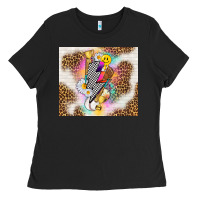 Black retro baseball with leopard Ladies Tee - TumblerDesignByShophia