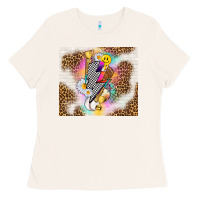 Bone retro baseball with leopard Ladies Tee - TumblerDesignByShophia