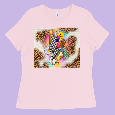 Retro Baseball With Leopard Ladies Tee Designed By Tumblerdesignbyshophia