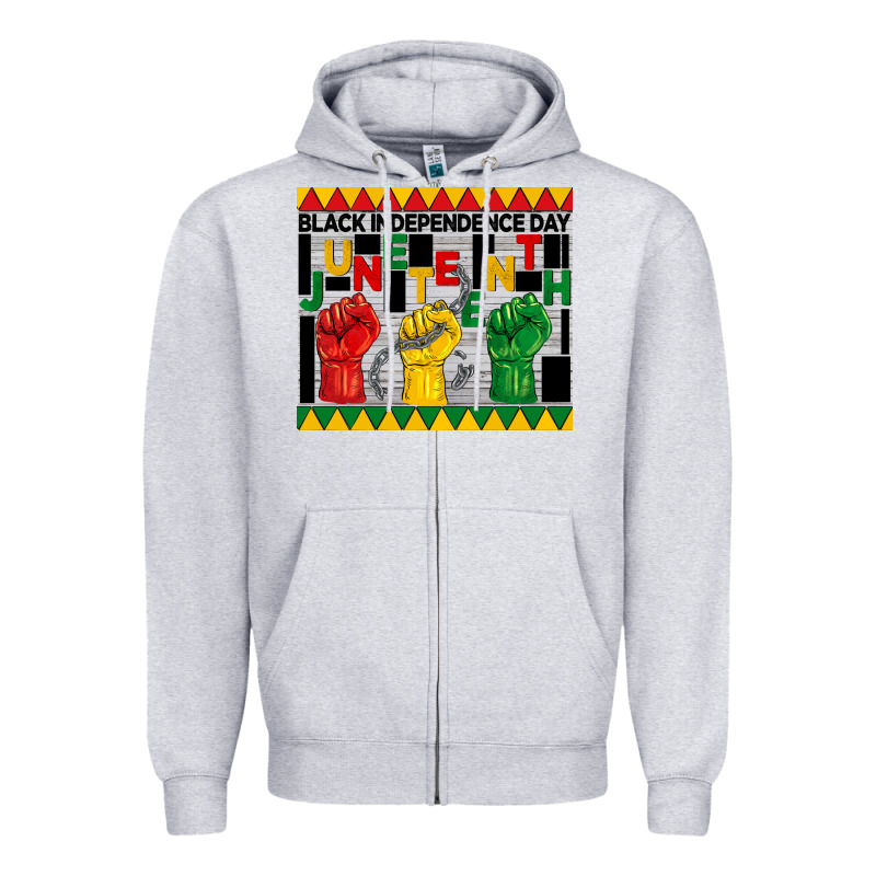 Black Independence Day Juneteenth Tumbler Zipper Hoodie by BarkalooDesign | Teevron
