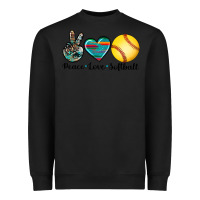 Black peace love softball Heavyweight Sweatshirt - Artiststas