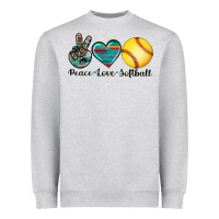 Heather Grey peace love softball Heavyweight Sweatshirt - Artiststas