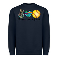 Navy peace love softball Heavyweight Sweatshirt - Artiststas