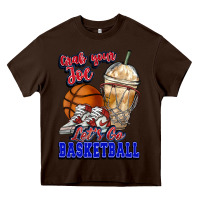 Chocolate Brown Grab your joe let's go Basketball Heavy Core Tee - NancyCooperArtShop