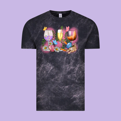 Easter Wine Glasses  Easter Day Vintage Tee Designed By Cowgirlartshop