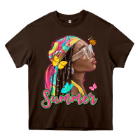 Chocolate Brown summer afro Heavy Core Tee - NancyCooperArtShop