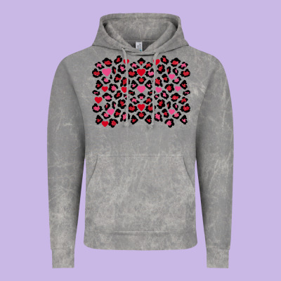 Valentine's Day Leopard And Heart Background Vintage Hoodie Designed By Fadigitalartstudio