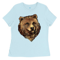 Baby Blue Grizzly Bear Head Ladies Tee - HowdyJamesFarm