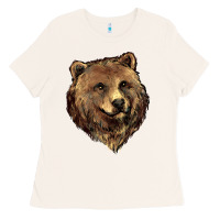 Bone Grizzly Bear Head Ladies Tee - HowdyJamesFarm