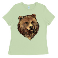 Matcha Grizzly Bear Head Ladies Tee - HowdyJamesFarm