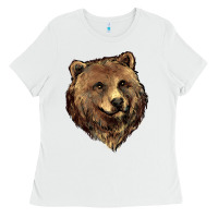 White Grizzly Bear Head Ladies Tee - HowdyJamesFarm