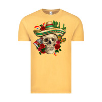 Vintage Mustard Di de los muertos with roses Mexico Vintage Tee - HowdyJamesFarm