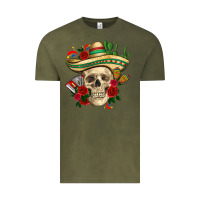 Vintage Olive Di de los muertos with roses Mexico Vintage Tee - HowdyJamesFarm