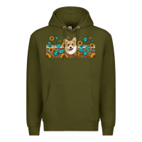 Army Green western corgi dog Premium Hoodie - Jasminsmagicworld