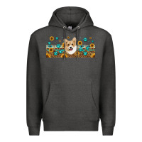 Charcoal Heather western corgi dog Premium Hoodie - Jasminsmagicworld