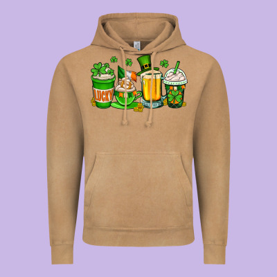St. Patrick's Day Coffee Cups Vintage Hoodie Designed By Oliviacreatesart
