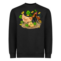 Black st patricks day farm chicken rooster chick  shamrock gold Heavyweight Sweatshirt - Artiststas