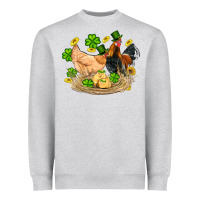 Heather Grey st patricks day farm chicken rooster chick  shamrock gold Heavyweight Sweatshirt - Artiststas