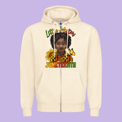 Little Mister Juneteenth Black Boy Zipper Hoodie Designed By Barkaloodesign